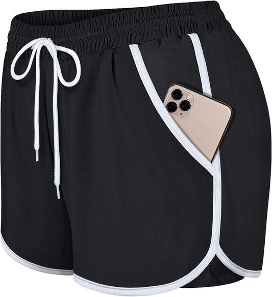 Blevonh Womens 2 In1 Running Athletic Workout Yoga Shorts with Pockets S-XXXL