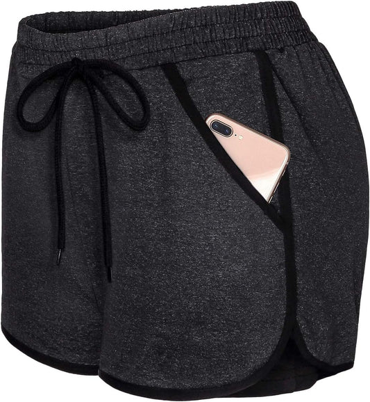 Blevonh Womens 2 In1 Running Athletic Workout Yoga Shorts with Pockets S-XXXL