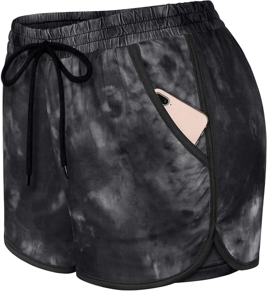 Blevonh Womens 2 In1 Running Athletic Workout Yoga Shorts with Pockets S-XXXL
