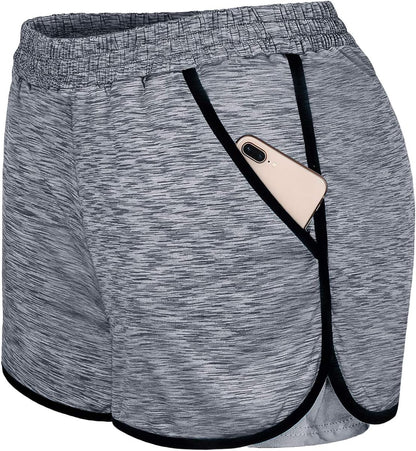 Blevonh Womens 2 In1 Running Athletic Workout Yoga Shorts with Pockets S-XXXL
