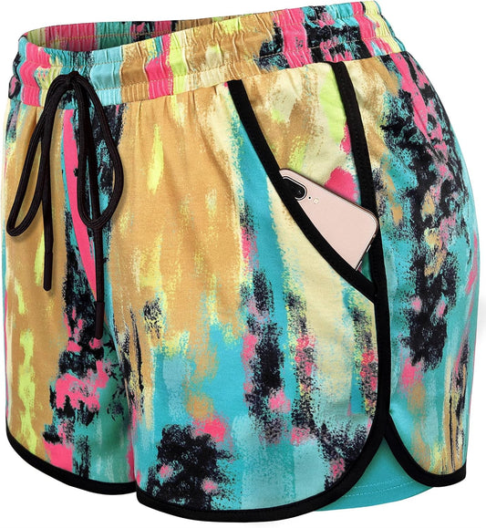 Blevonh Womens 2 In1 Running Athletic Workout Yoga Shorts with Pockets S-XXXL
